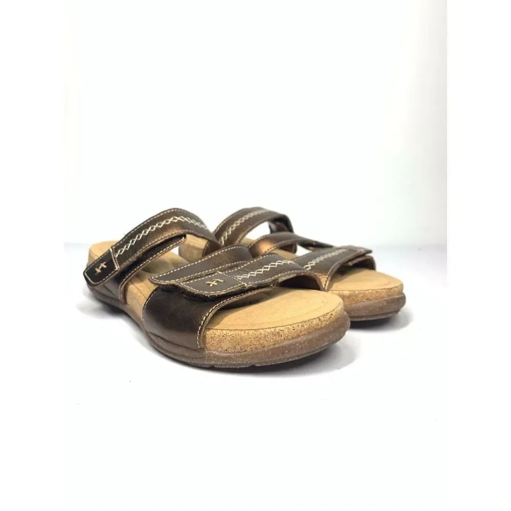 Clarks Collection Roseville Bay Bronze Metallic Open Toe Sandals Women 7.5